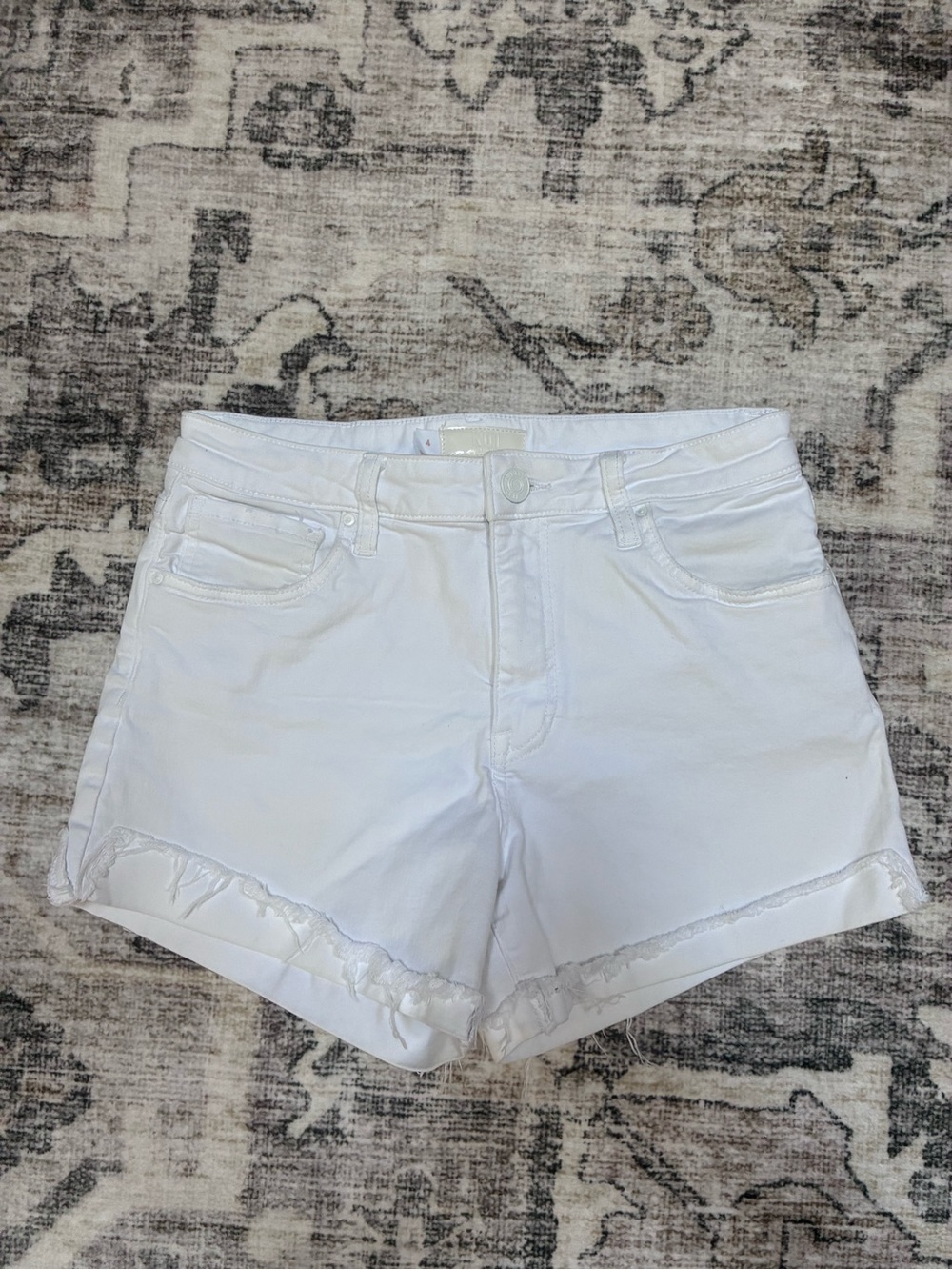 Kut From The Kloth Women's White Frayed, Cuffed Denim Shorts